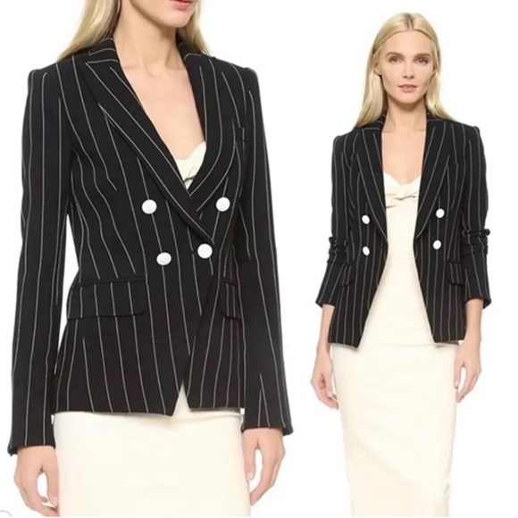 Veronica Beard Daytona Black Striped Double-Breasted Blazer - Picture 1 of 16